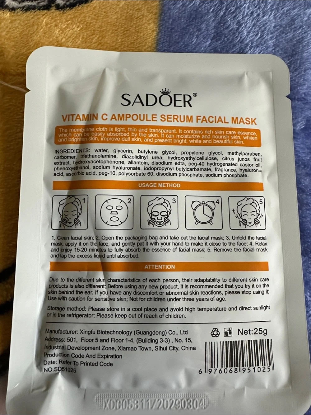 Vitamin C Ampoule Serum Facial Mask SADOER YOU GET FIVE